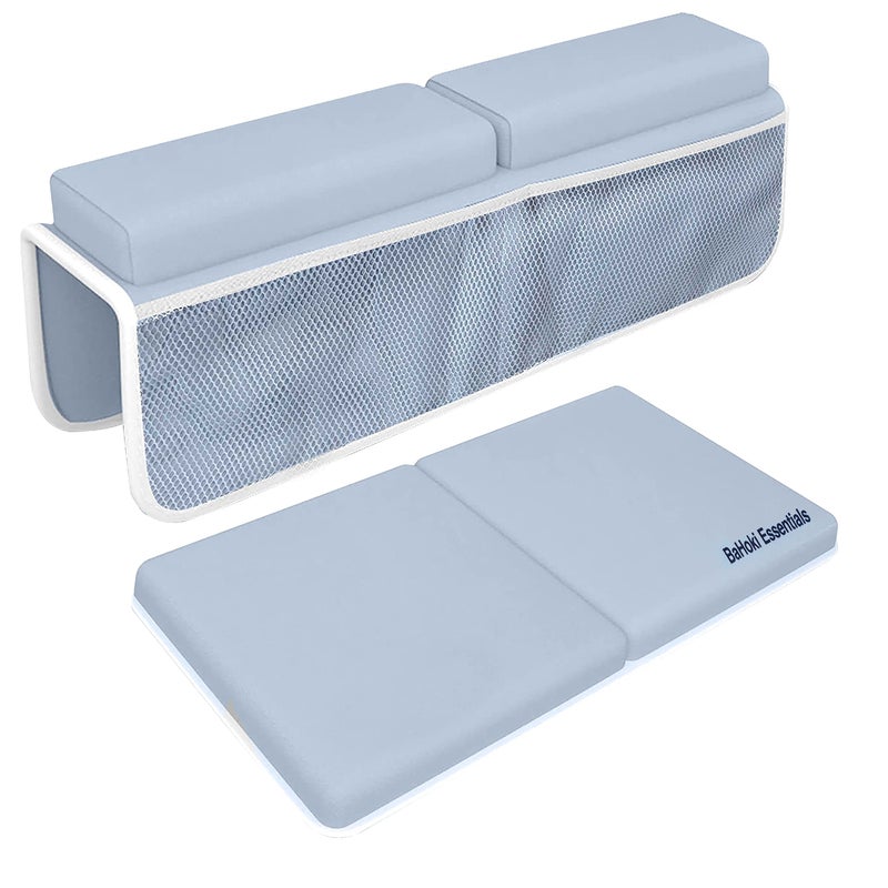 Bahoki Essentials Bath Kneeler Set - Bathtub Kneeling and Elbow Rest Pad - Thick Memory Foam Arm and Knee Support While Bathing Newborn Babies or Toddler - with Mesh Organizer for Baby's Toys - Image 1
